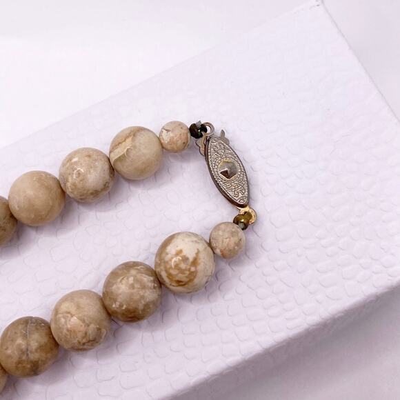 Vintage Gemstones Cream and Pink Jasper 17” - Picture 7 of 7